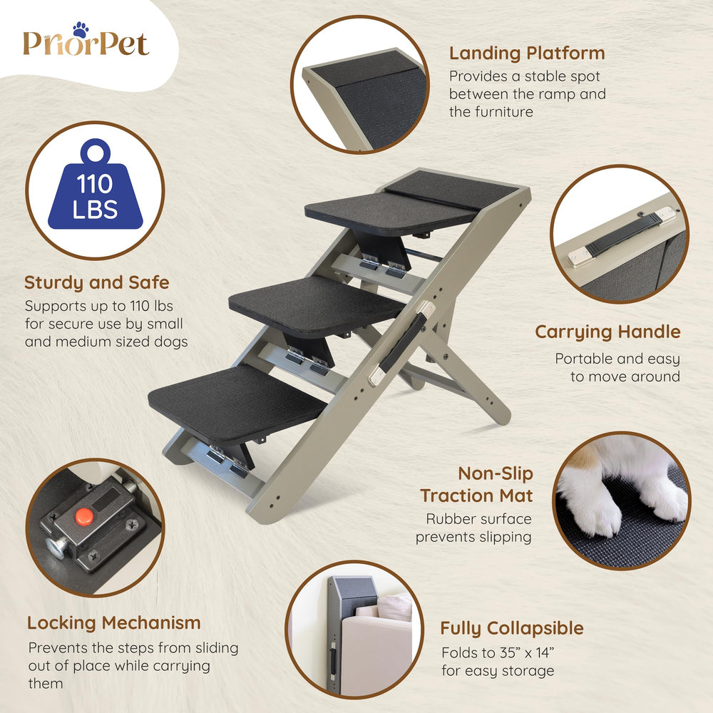 PRIORPET birchwood-construction-ramp highlights sturdy, natural finish in home.