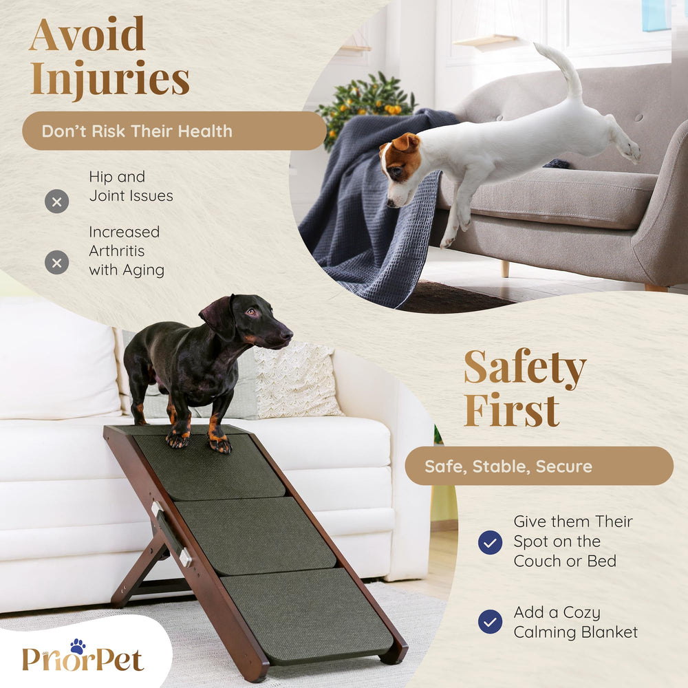 PRIORPET birchwood ramp supports small and large dogs safely