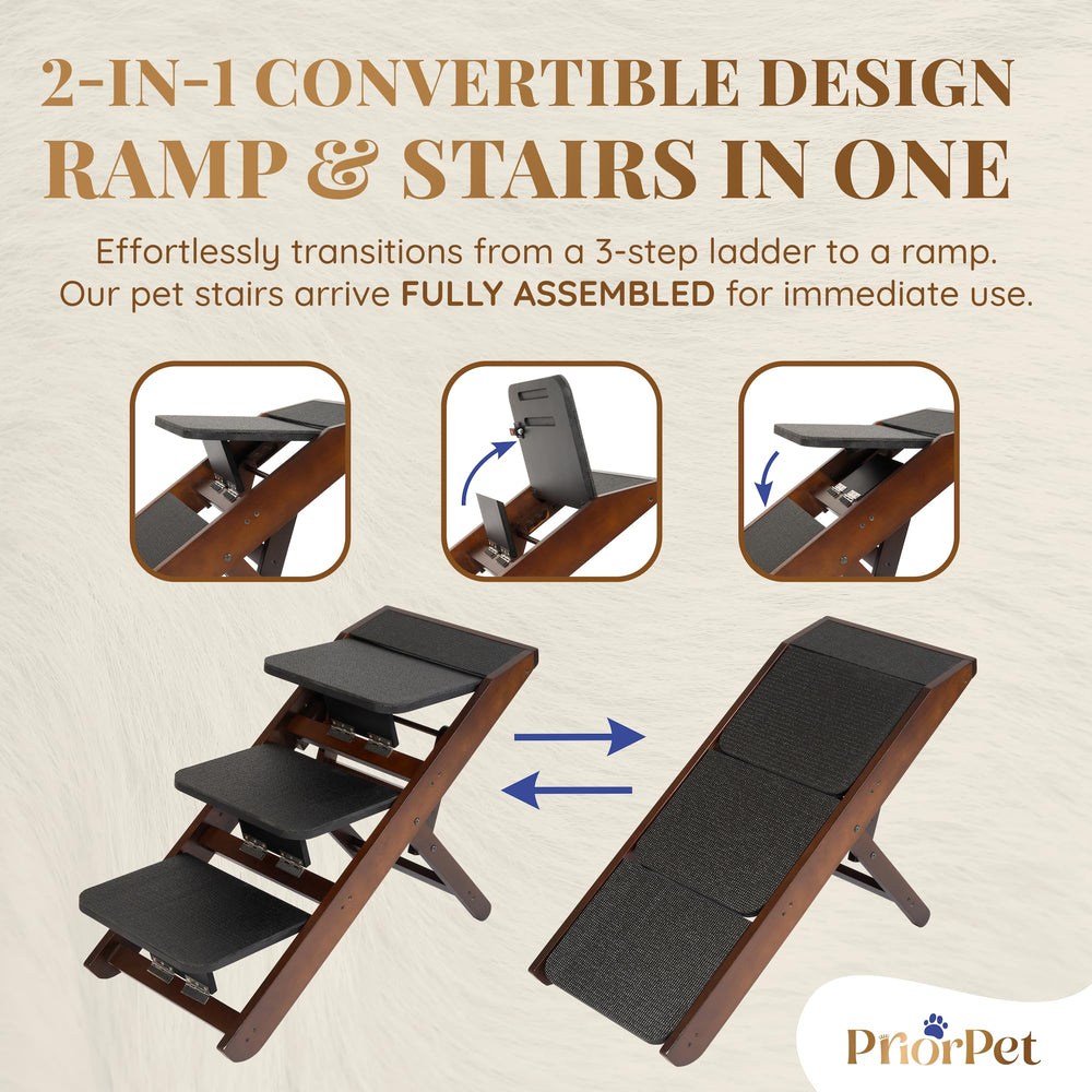 PRIORPET birchwood steps shown with sturdy construction and natural finish