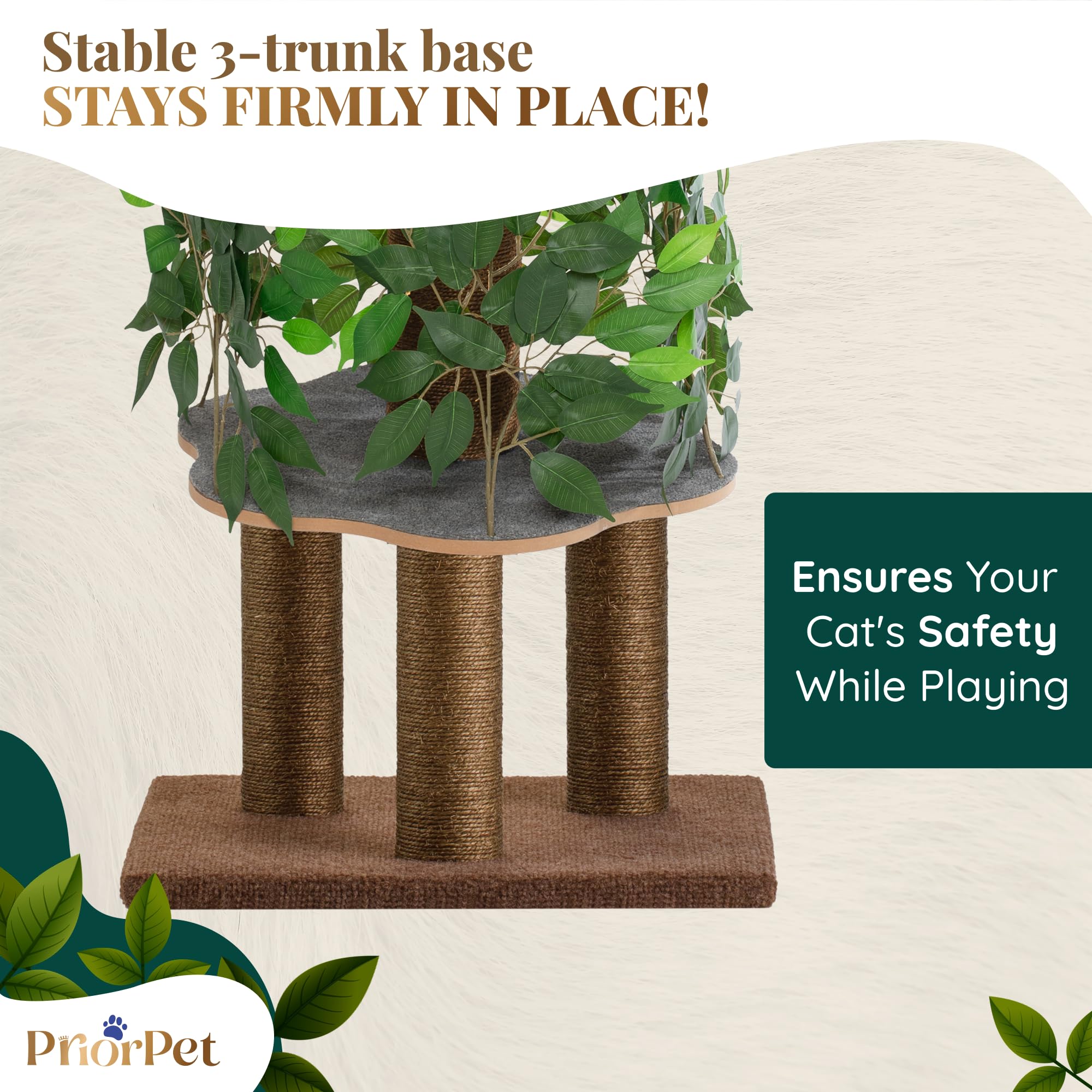 PRIORPET cat tree leaves-sisal-posts emphasizes durable scratch posts for extended play