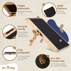 PRIORPET adjustable-height ramp set to couch height for versatile use