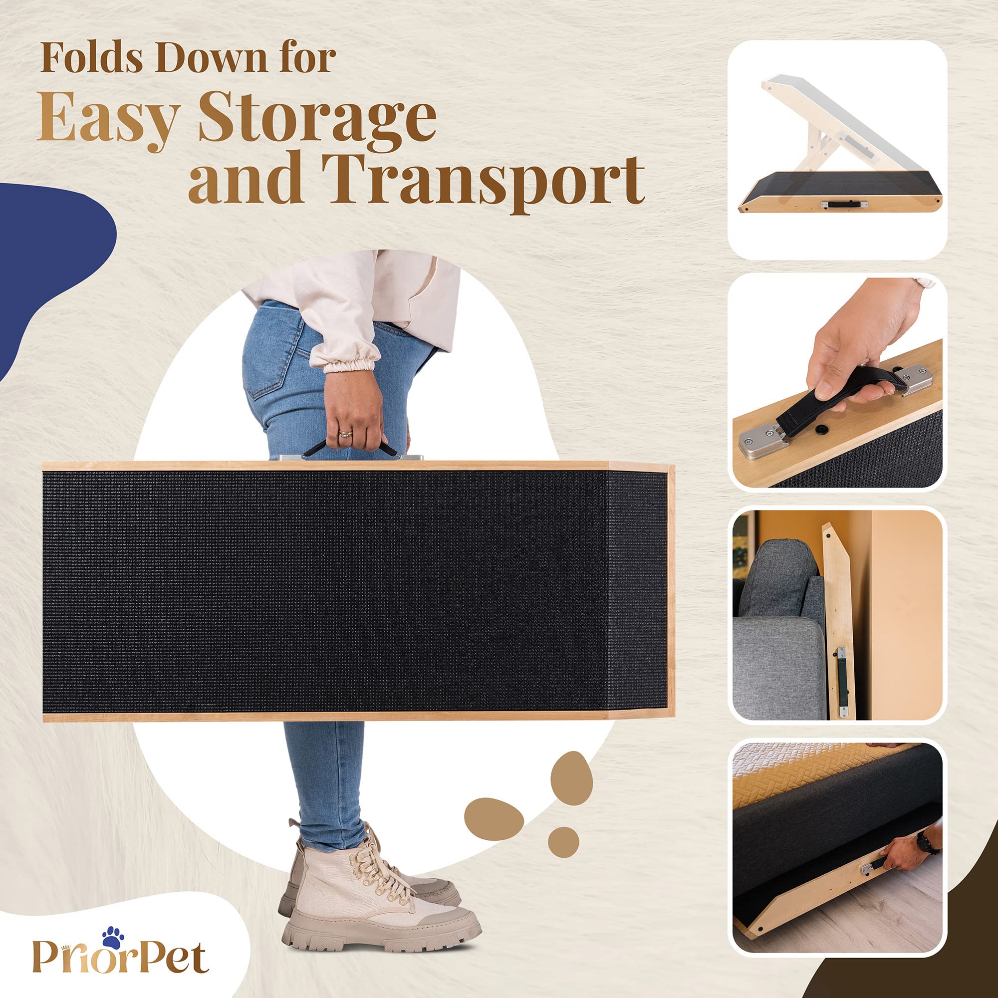 PRIORPET anti-slip rubber surface provides secure footing during climbs
