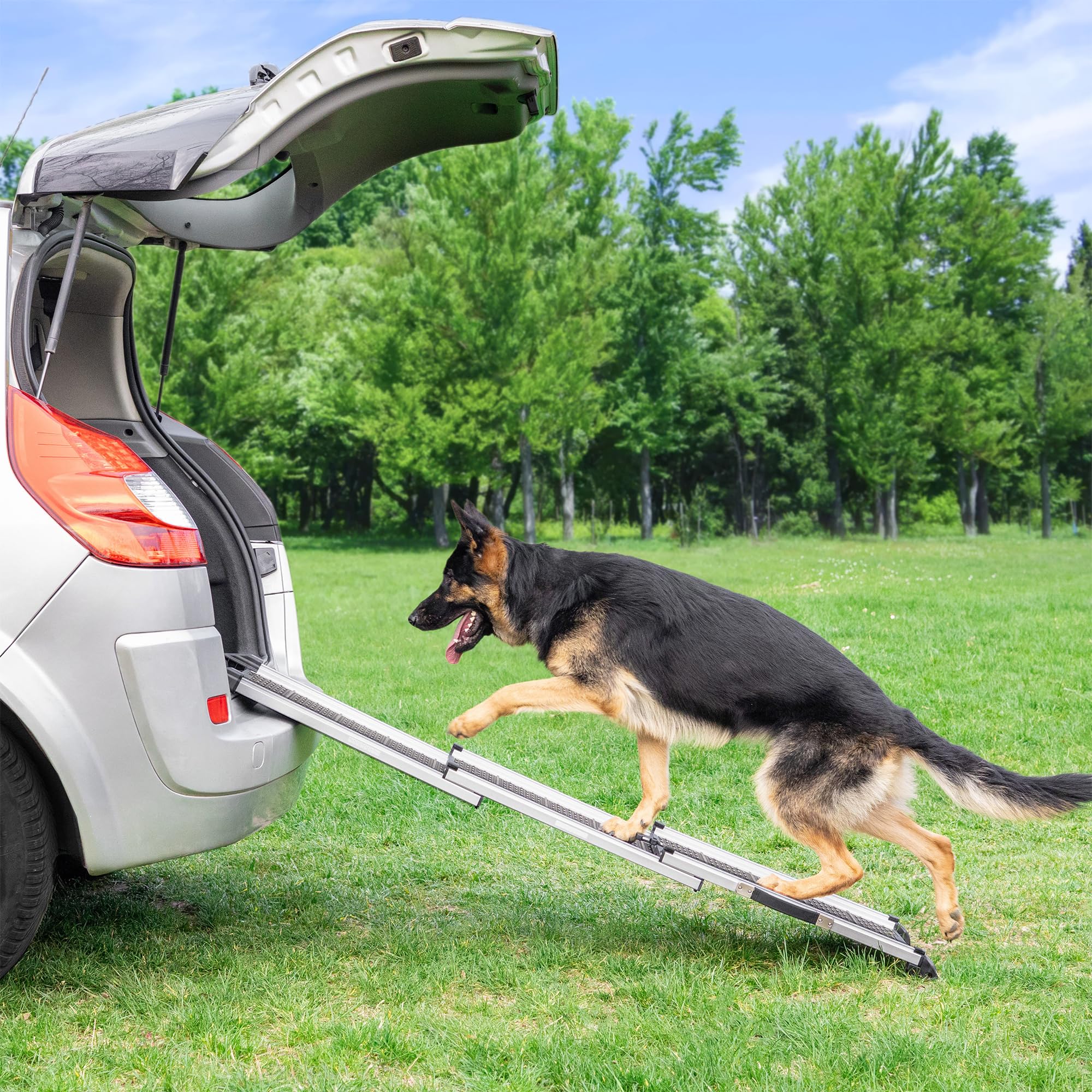 PRIORPET Dog Ramp includes a carrying handle for quick trips.