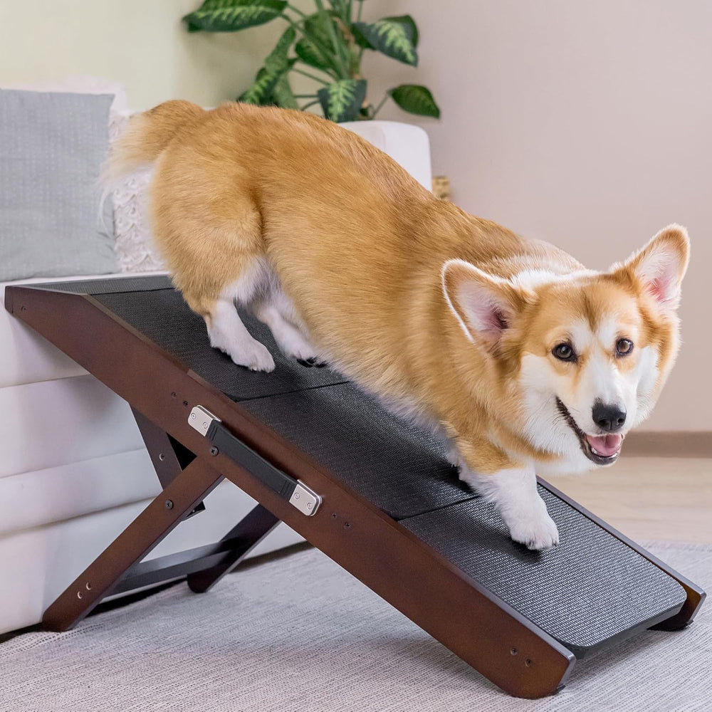 PRIORPET dog ramp on couch with non-slip surface for secure climbs