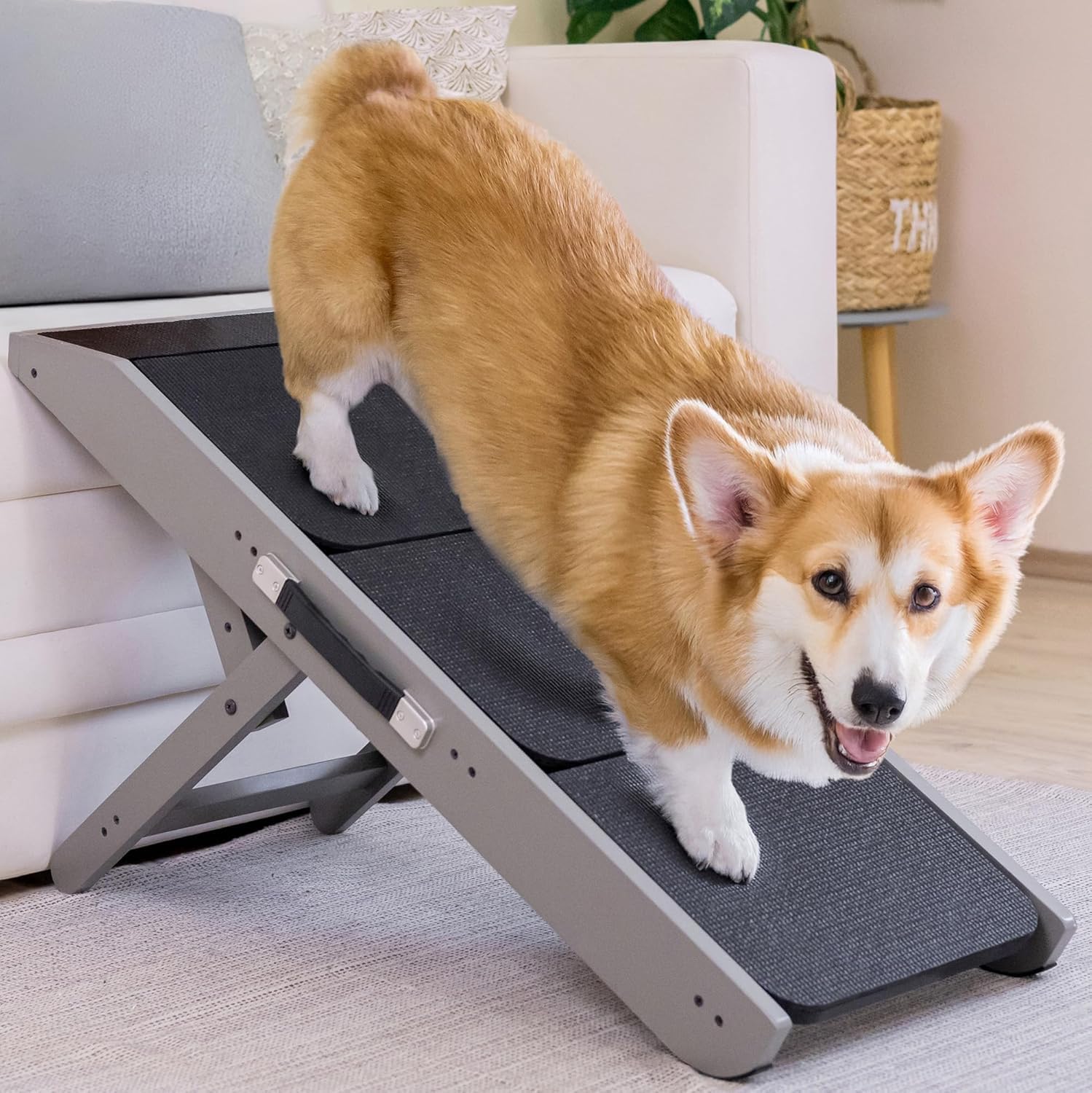 PRIORPET dog ramp couch-non-slip surface for safe bed access.