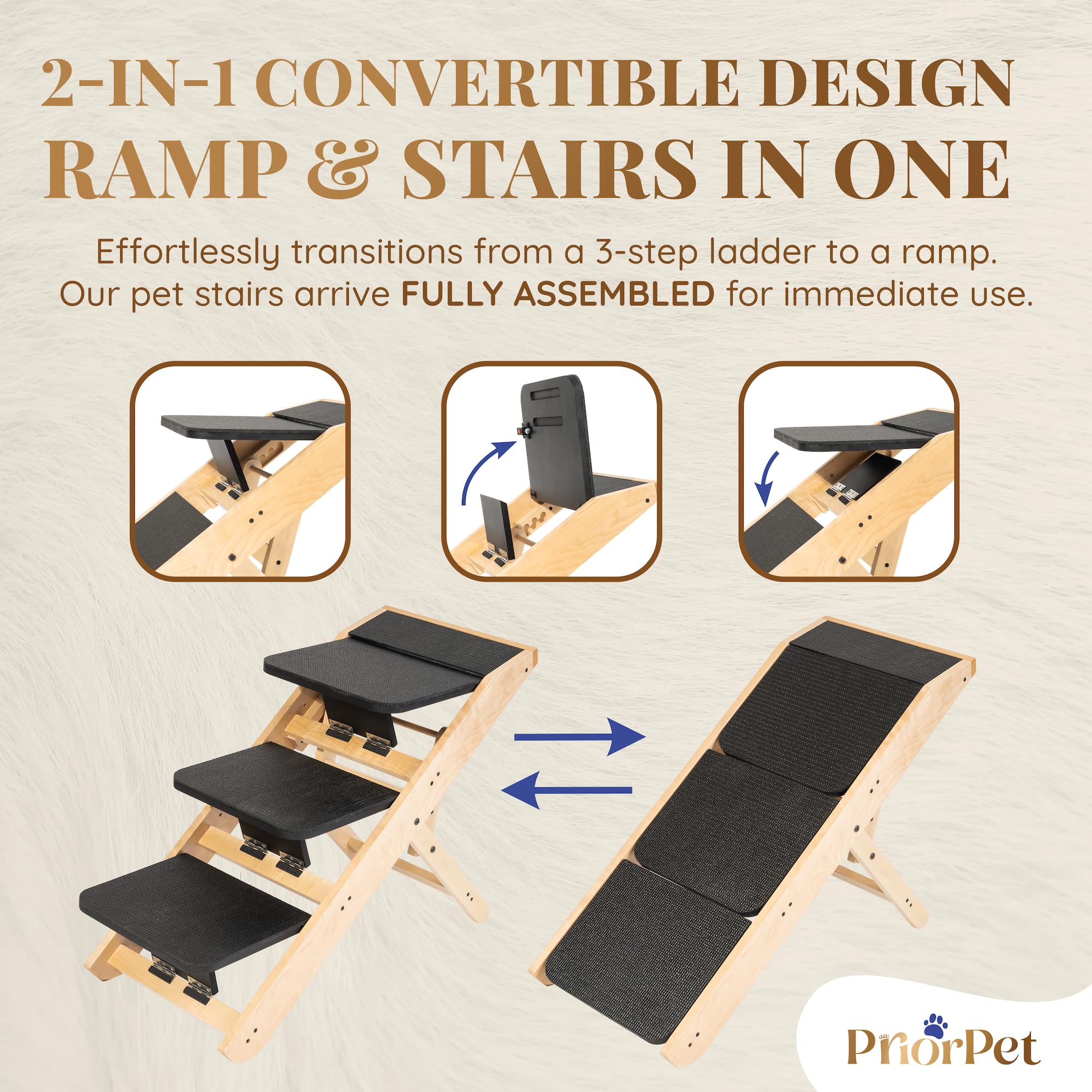 PRIORPET dog ramp-foldable-design portable setup for home use and travel.