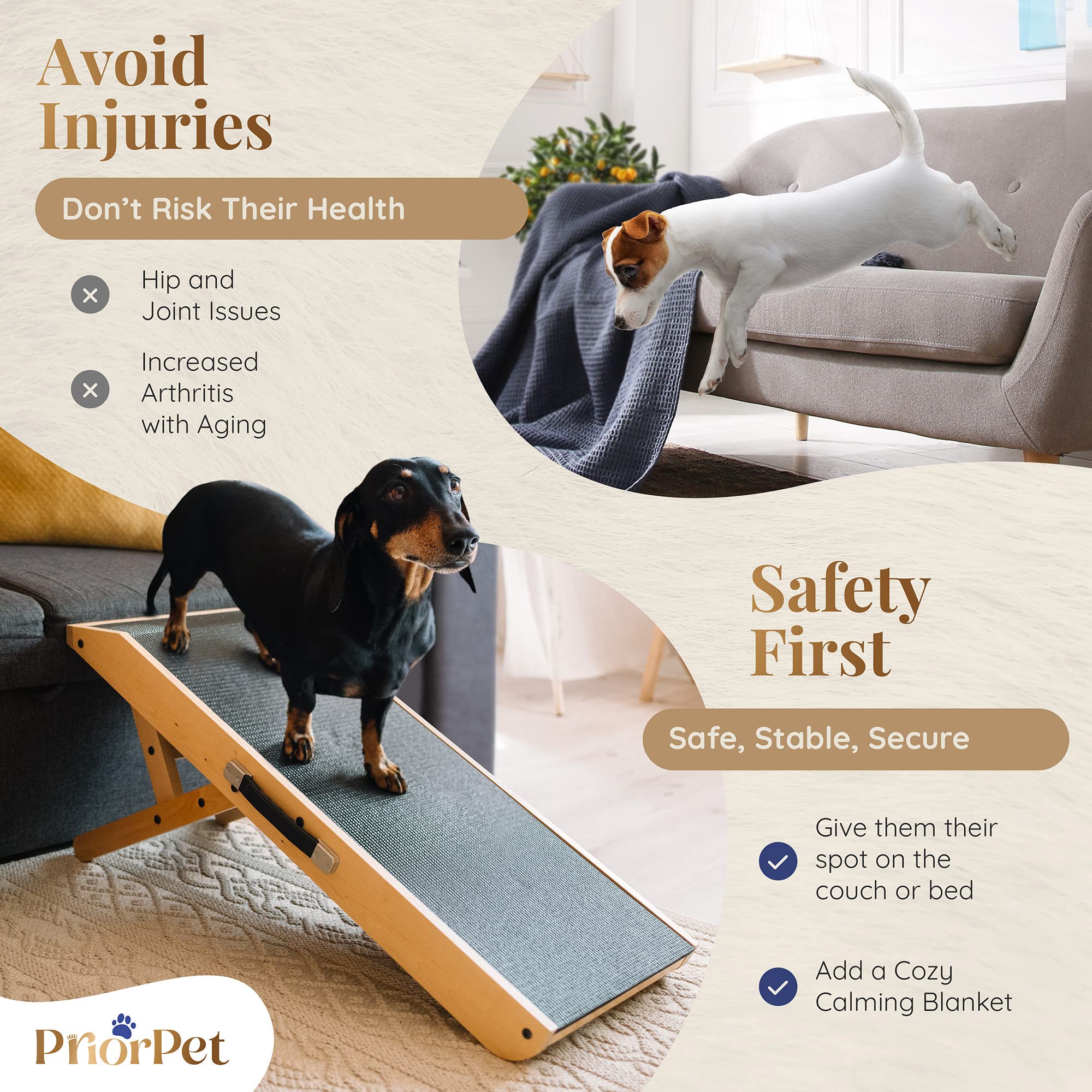 PRIORPET folded-flat 3-inch profile for compact storage and portability