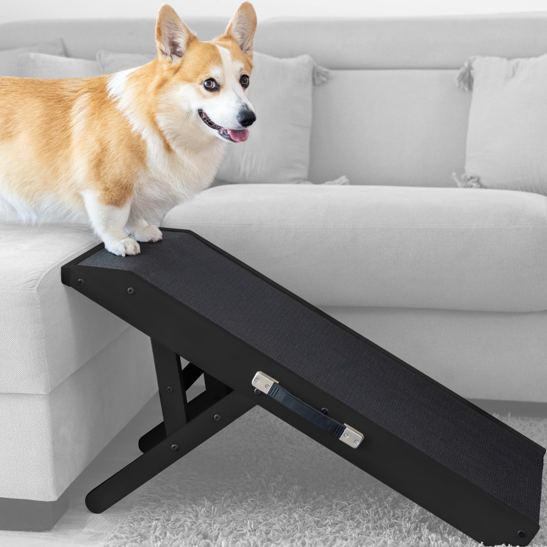 Priorpet dog ramp landing deck ensures smooth couch access and comfort