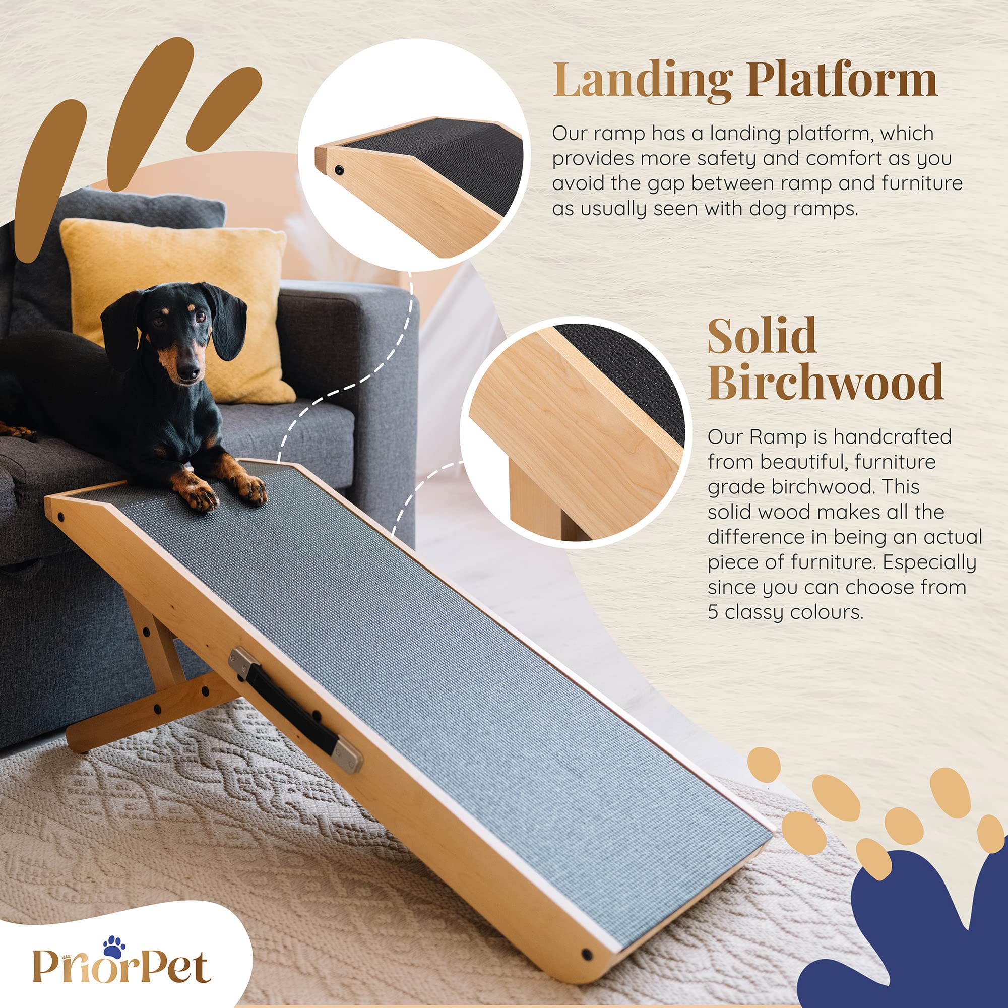 PRIORPET seamless landing platform connects with couch for smooth transitions