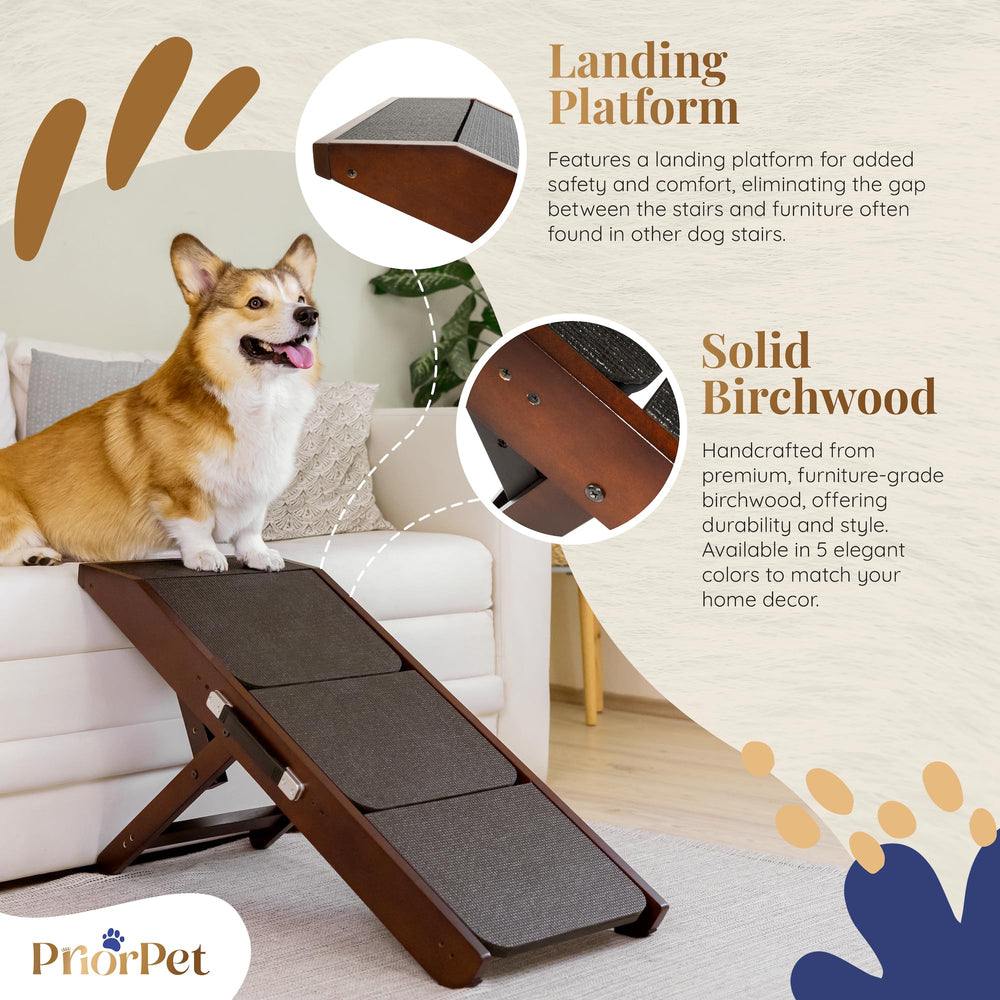 PRIORPET dog steps on wood floor stay secure with rubber feet