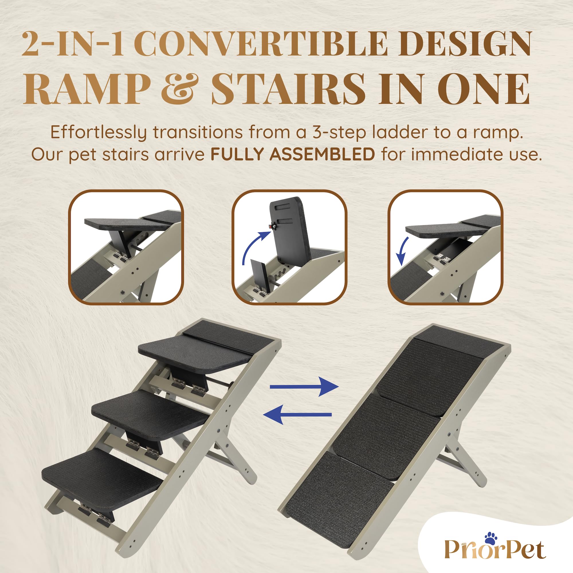PRIORPET foldable-dog-ramp-assembly demonstrates portable setup for travel.