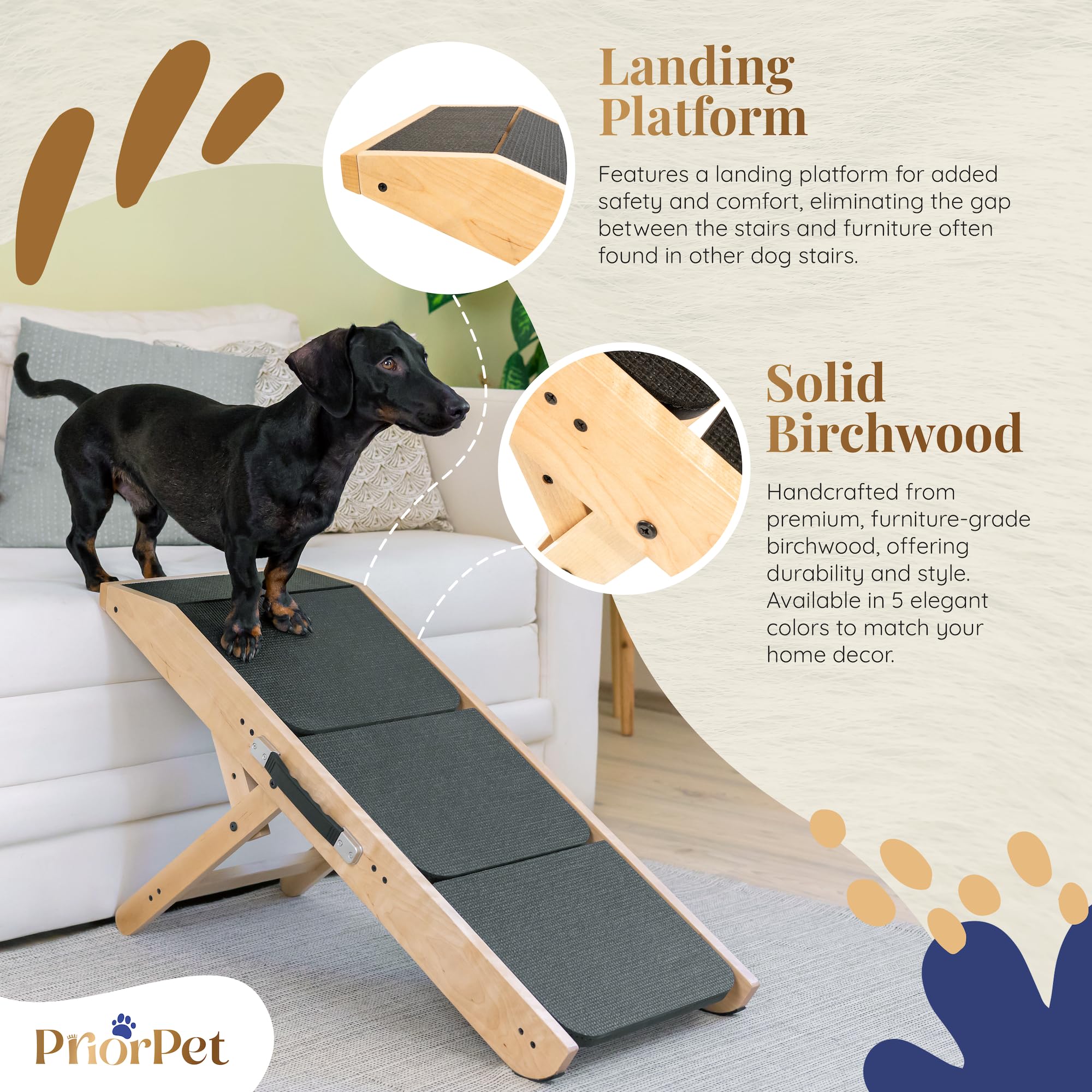 PRIORPET non-slip-rubber-surface provides reliable traction during climbs.