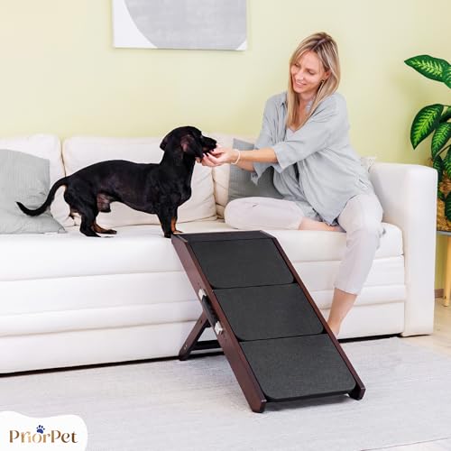 PRIORPET portable dog stairs are lightweight for quick repositioning