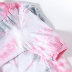 PriPre dog pink tie-dye t-shirt elastic-hem keeps shirt in place.