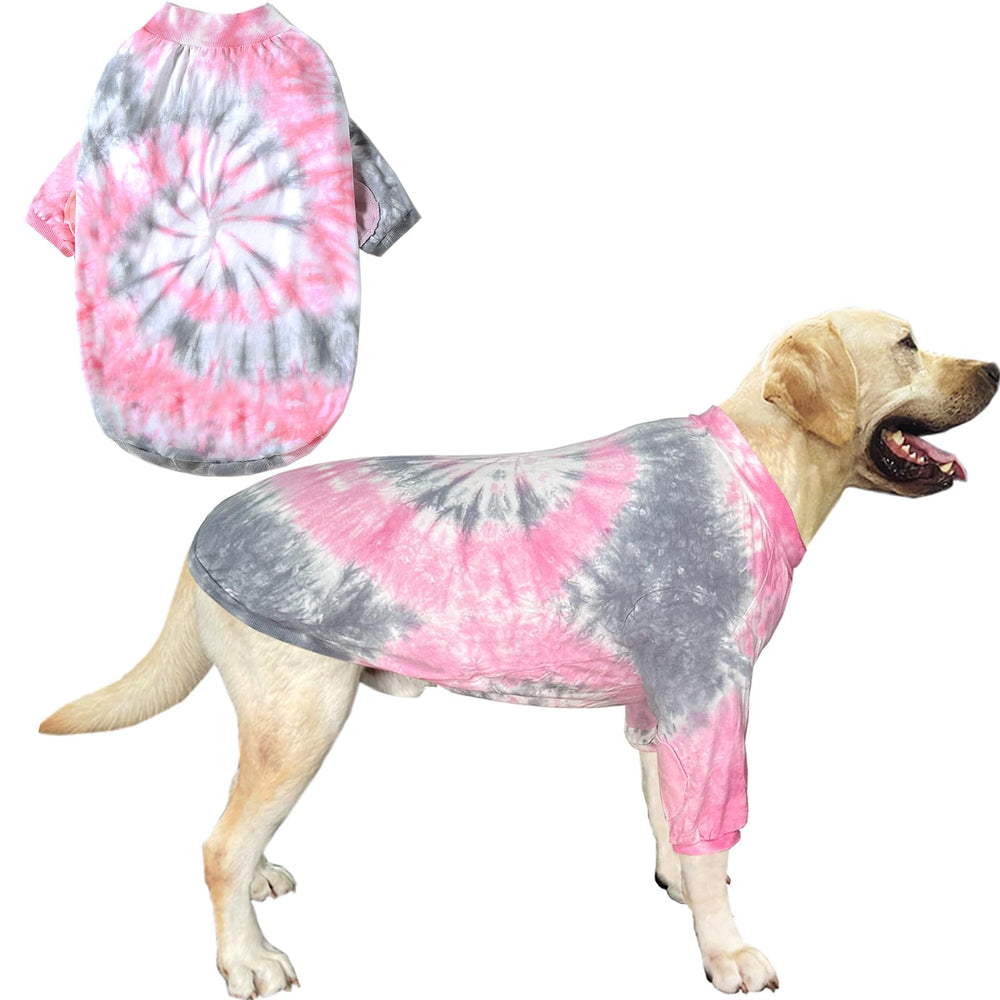 PriPre dog pink tie-dye t-shirt front view — breathable comfort for daily wear.