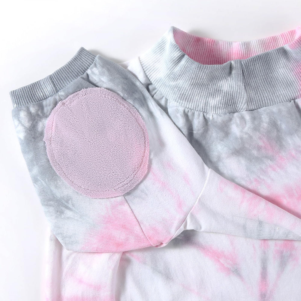 PriPre dog pink tie-dye t-shirt wear-resistant fabric protects knees.