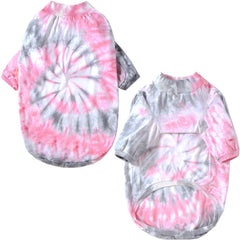 PriPre dog pink tie-dye t-shirt cozy pajama-style home wear.