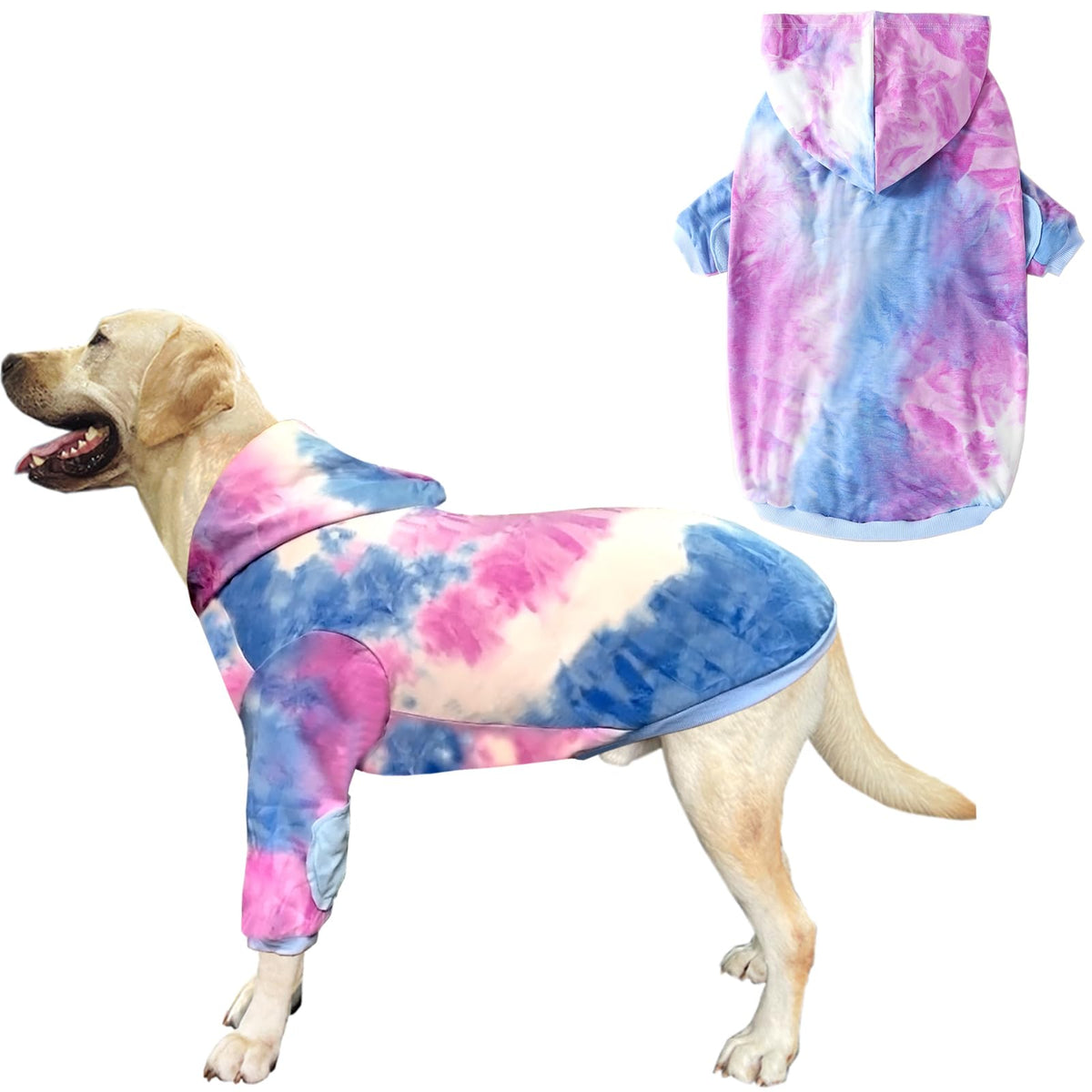 PriPre dog cotton tie-dye hoodie blue 2XL pullover for cozy warmth and style