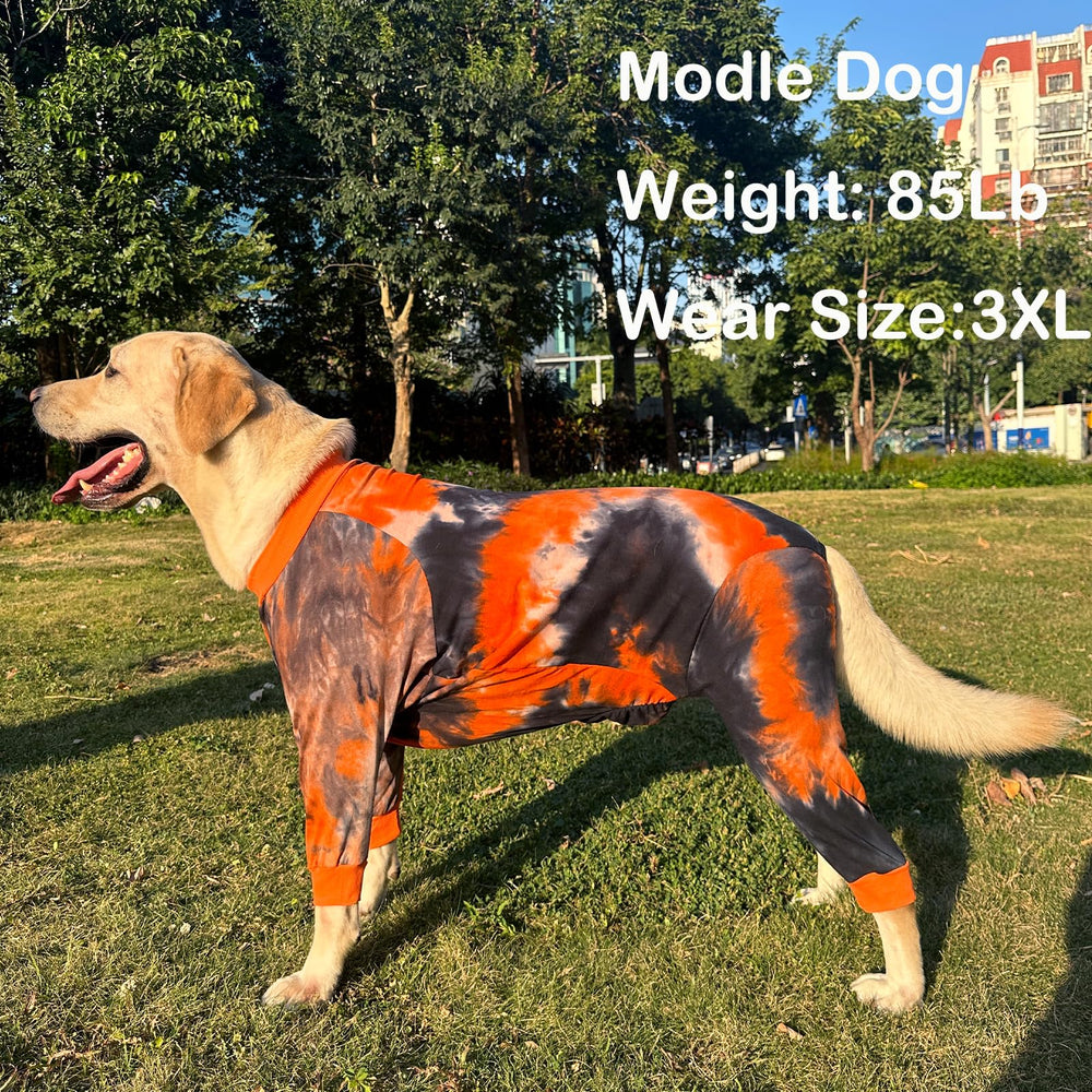 PriPre dog pajamas full-coverage-onesie on dog enables secure lounging indoors.