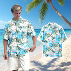 PriPre dog shirt Hawaii blue back view highlights design and easy-to-use buckle