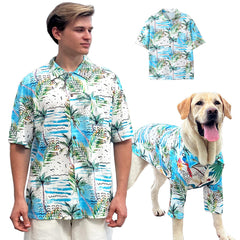 PriPre dog shirt Hawaii blue front view showcasing breathable fabric for summer comfort