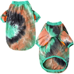 PriPre tie-dye dog shirt back view highlighting relaxed fit for freedom of movement
