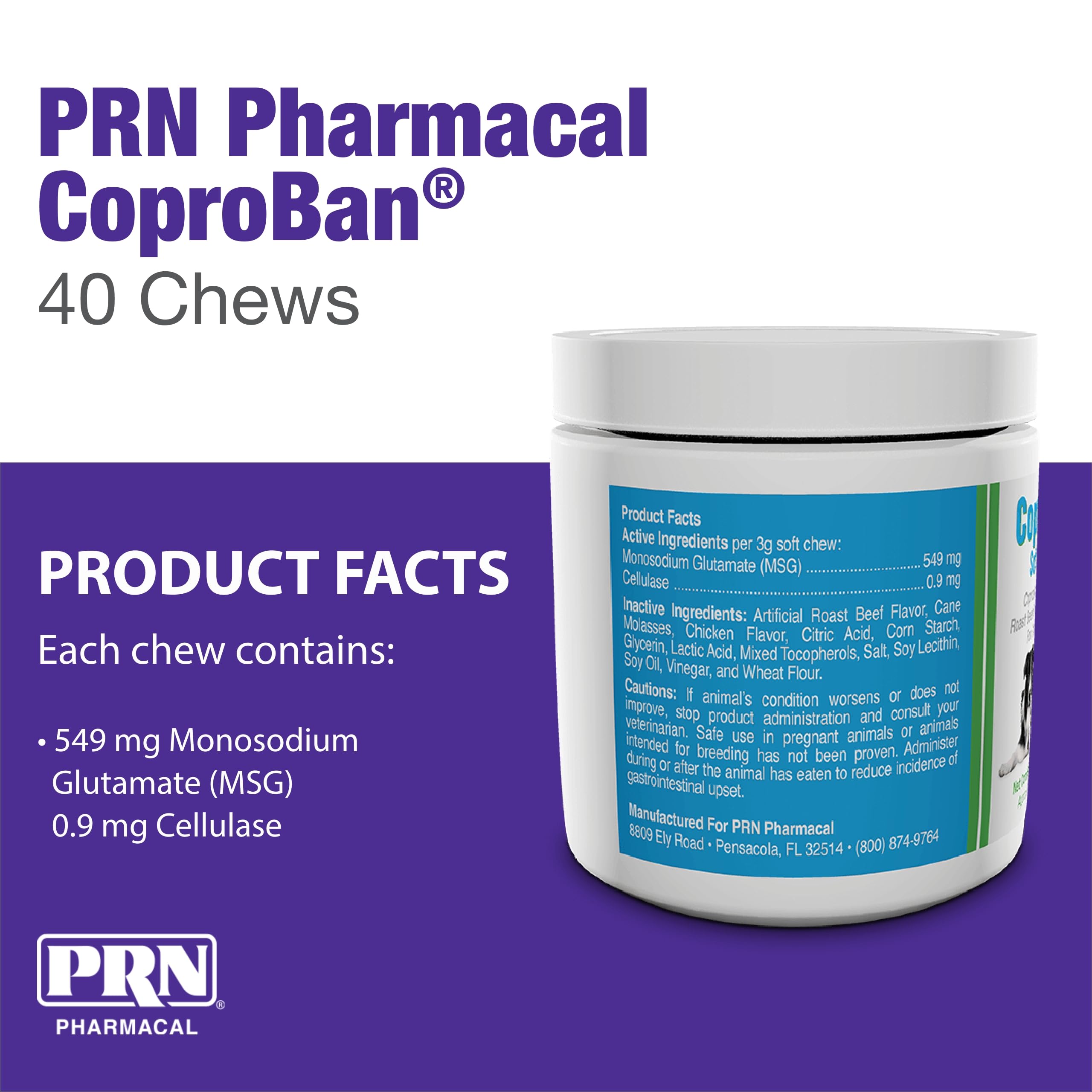 PRN CoproBan soft chews in roast beef flavor for deterrence