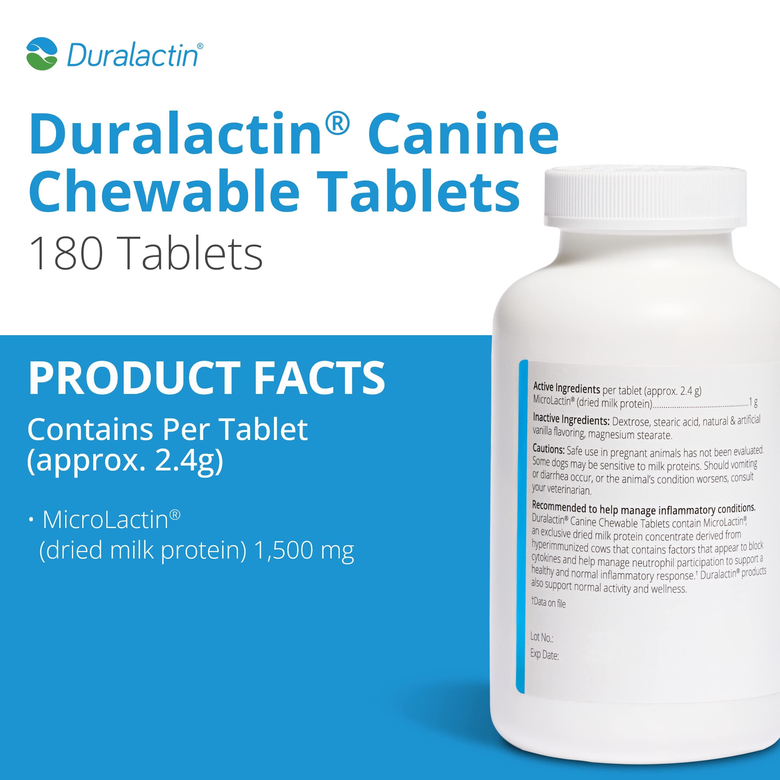 PRN Duralactin tablets bottle front view – convenient daily joint support.