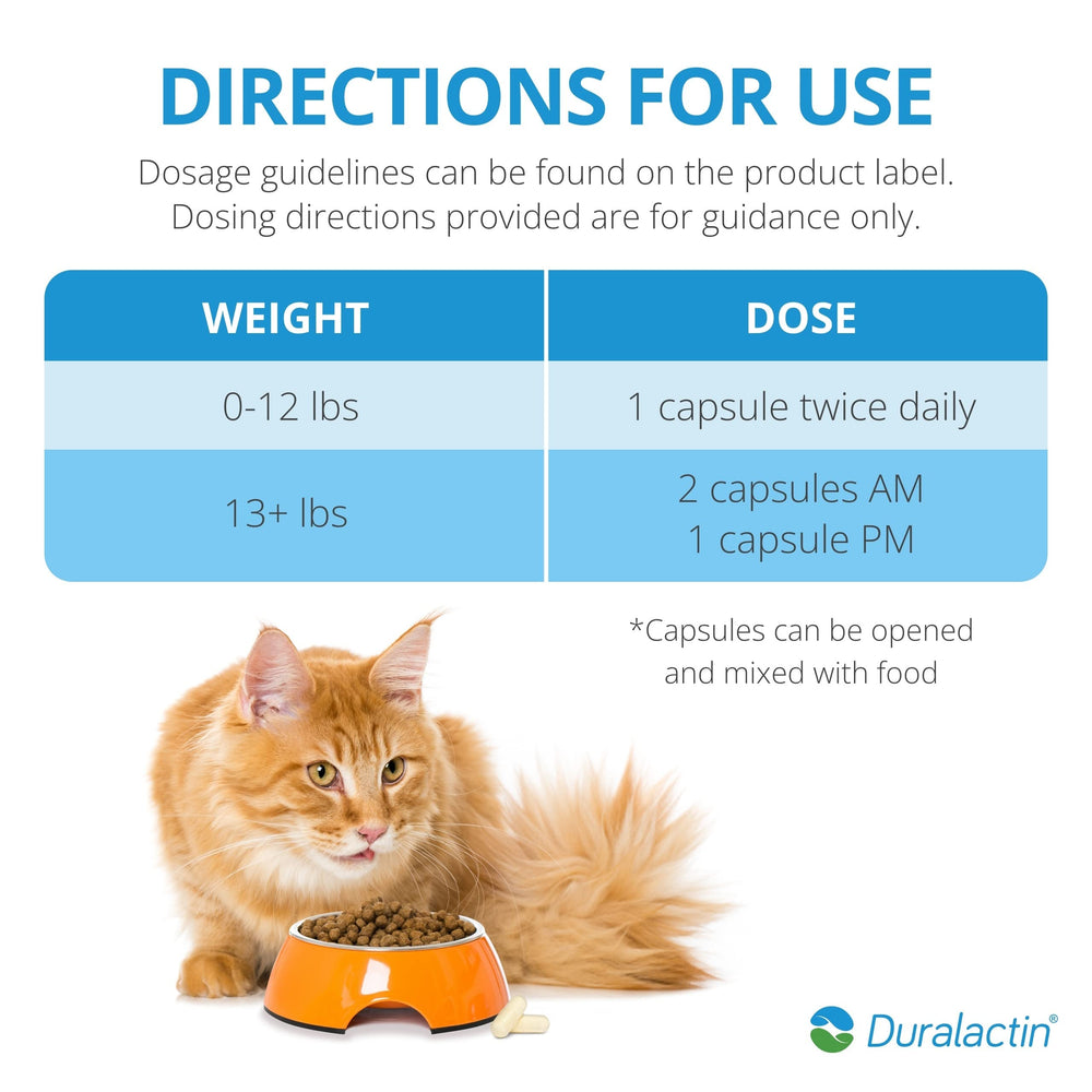 PRN Pharmacal Duralactin Feline dosing guide chart included