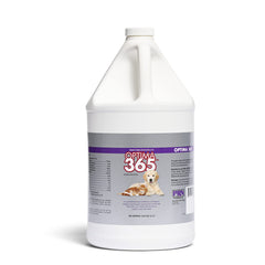 PRN Pharmacal Optima 365 bottle label highlights omega-rich formula for pet health.