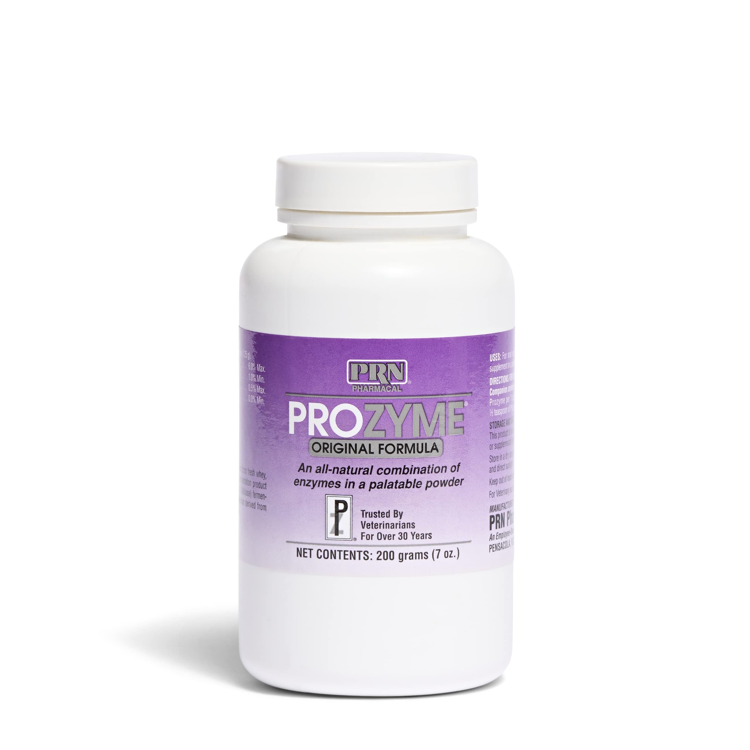 PRN ProZyme Original Formula powder bottle pour for easy meal digestion in pets