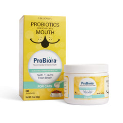 Probiora for Cats oral care powder helps support dental health and fresher breath.