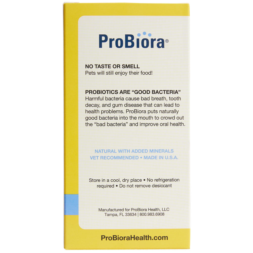 Probiora for Dogs teeth and gums illustration highlights gum health support.