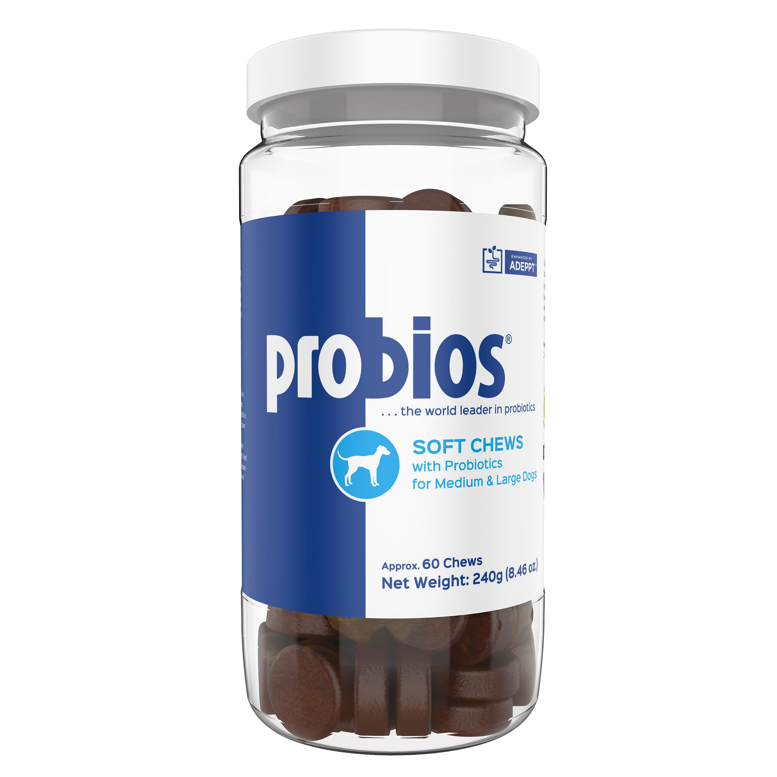 Probios for Dogs Soft Chews bottle—daily probiotic support for digestion