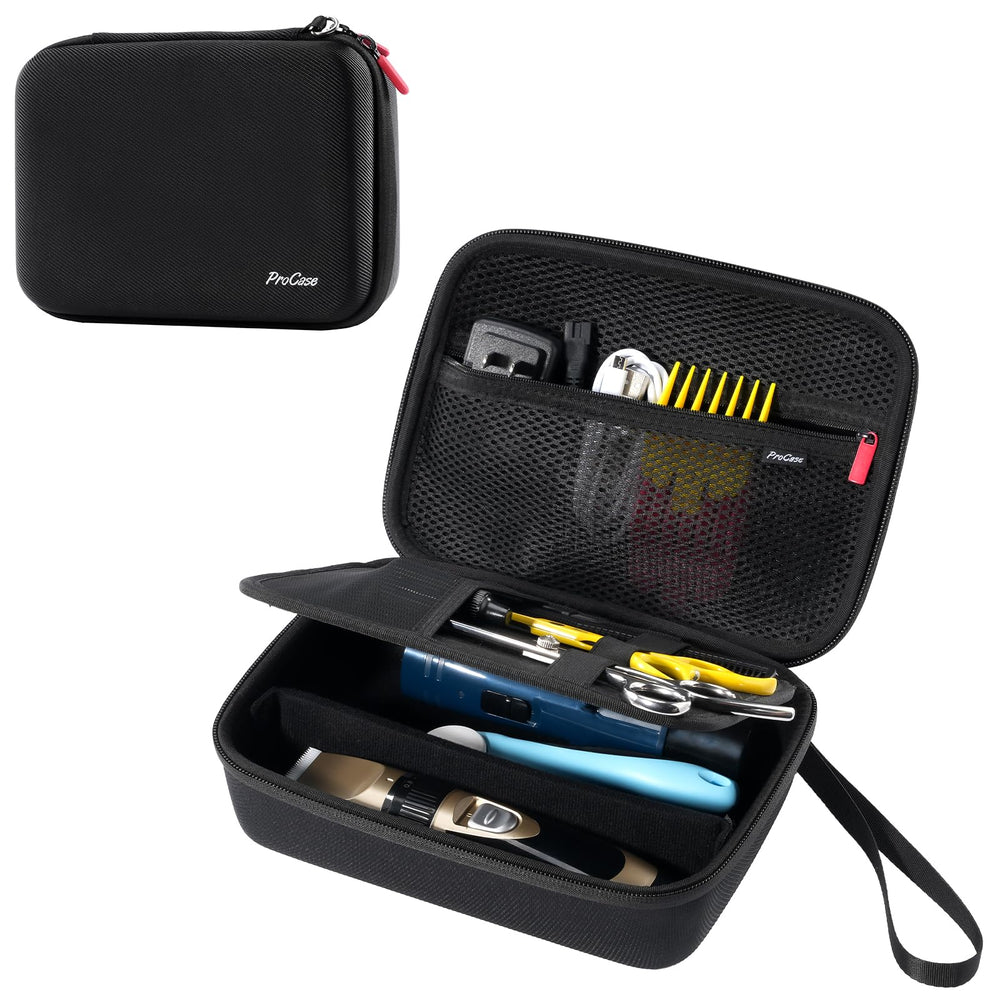 ProCase hard pet grooming tool storage case front view for organized transport.