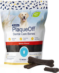 ProDen PlaqueOff dog bones bacon flavor close-up showing texture that supports gentle plaque removal.