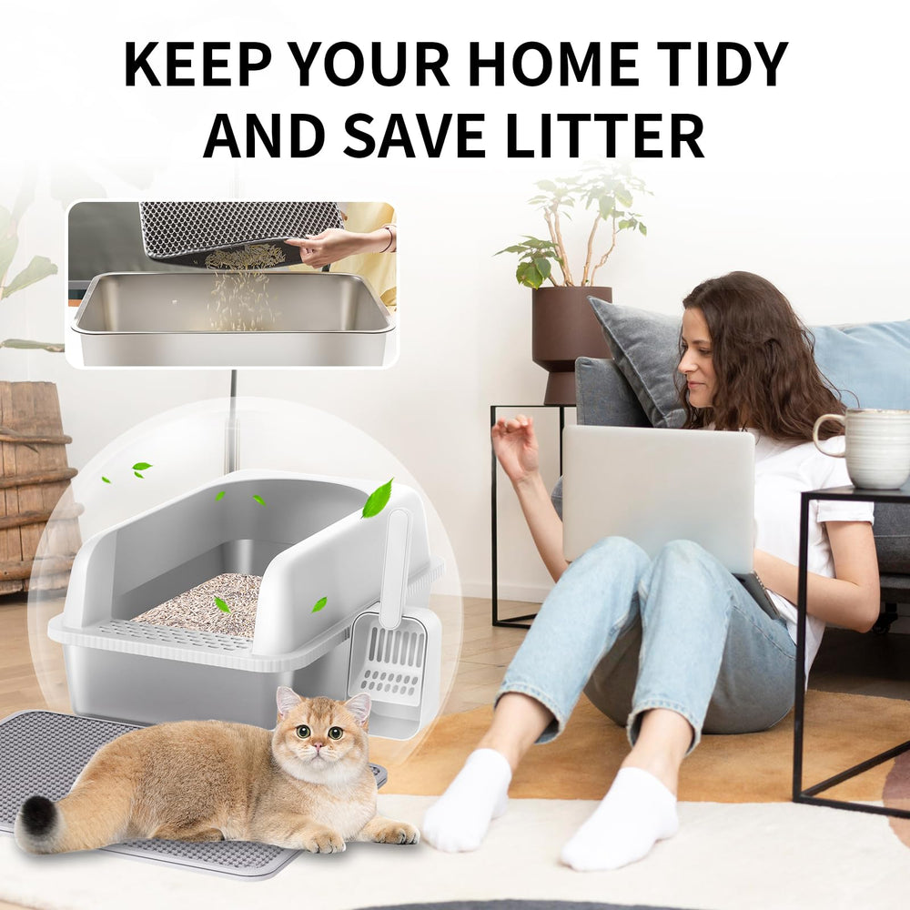 Prodigen setup-ready stainless steel litter box for quick installation