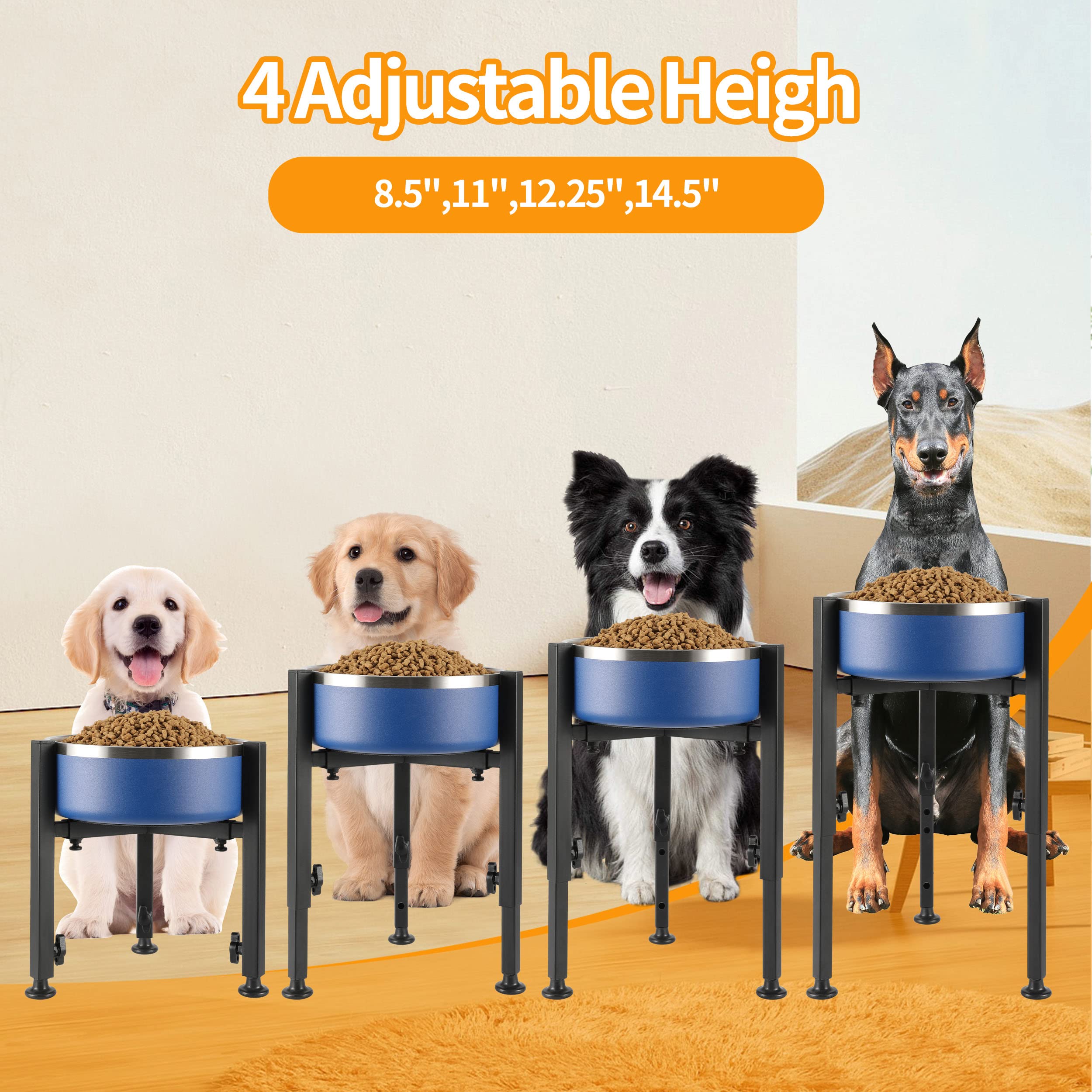 PROERR adjustable-height stand demonstrates 8.5-14.5 inch options for better fit.