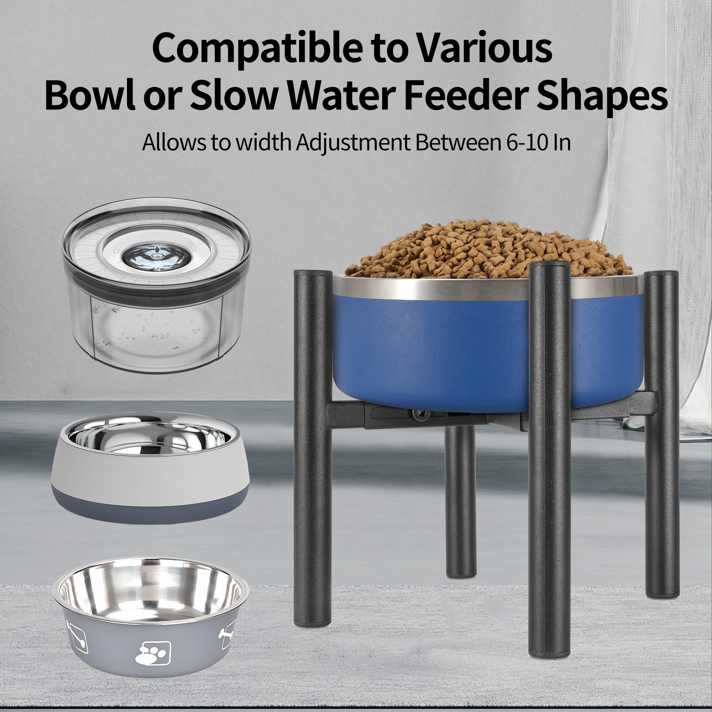 PROERR elevated dog bowl stand side view highlights stability and design.