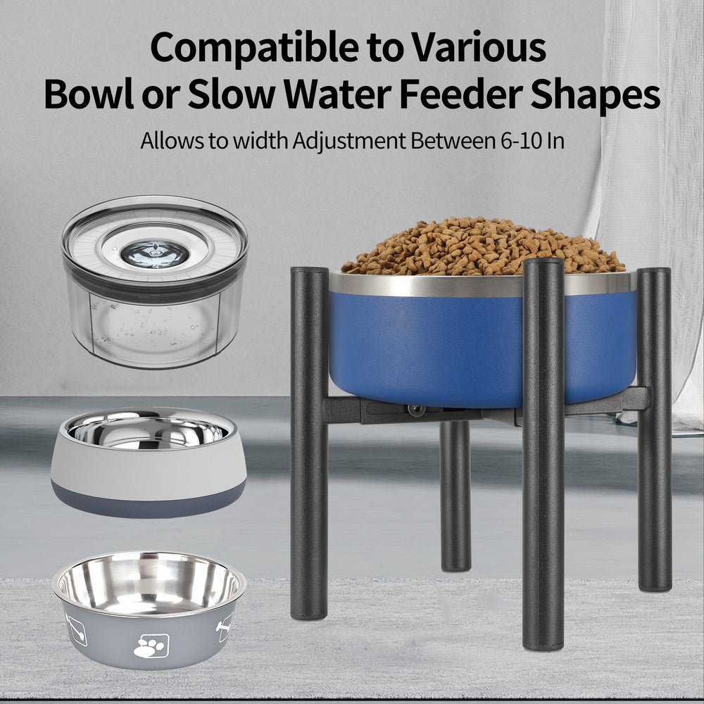PROERR elevated dog bowl stand side view highlights stability and design.