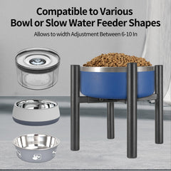 PROERR elevated dog bowl stand side view highlights stability and design.