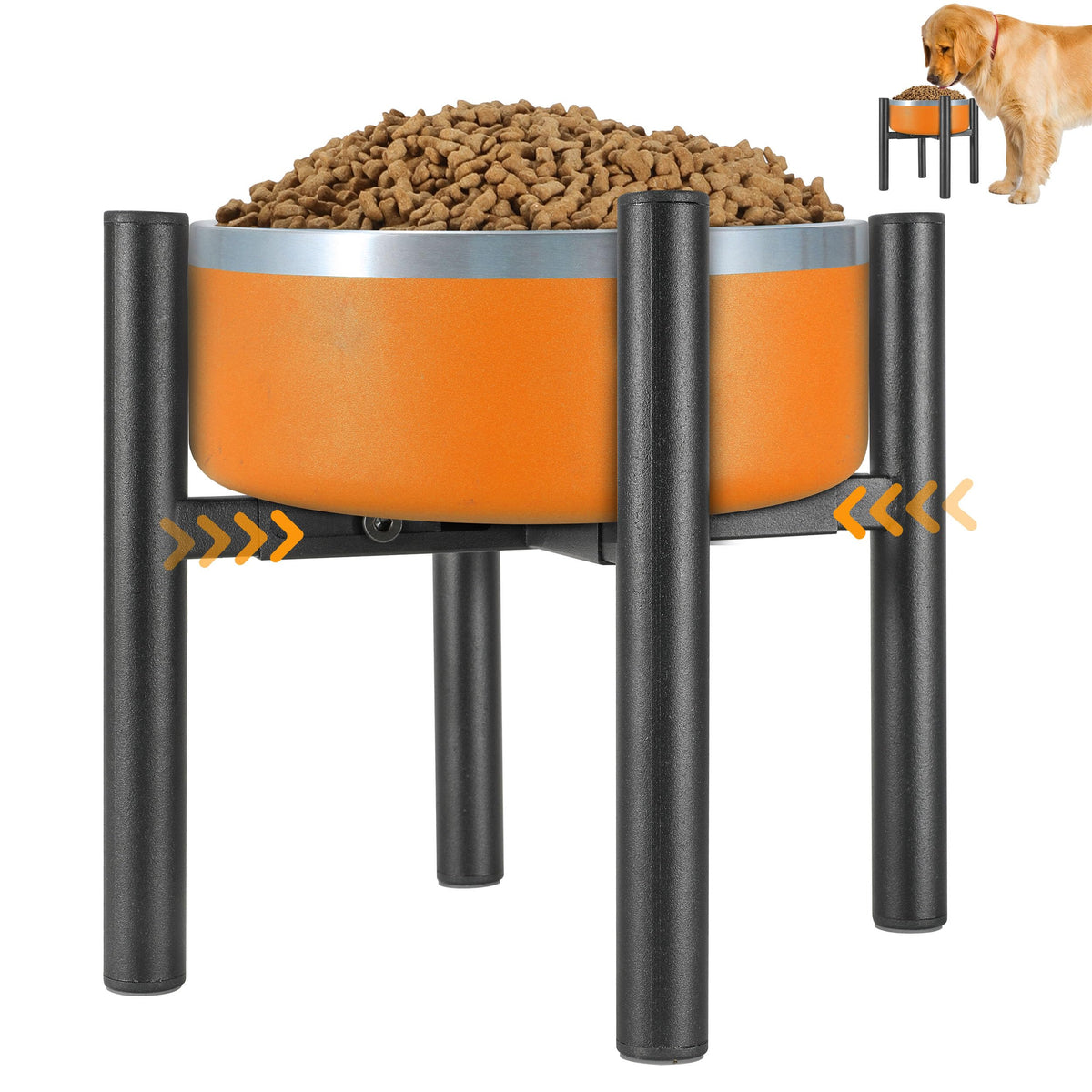 PROERR Lifted Dog Bowl Stand assembly showing quick setup and stable support.