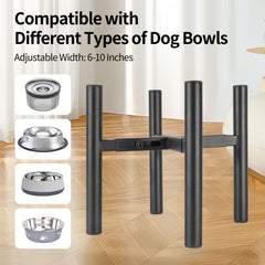 PROERR Lifted Dog Bowl Stand width adjustment for 6-10 inch bowls.