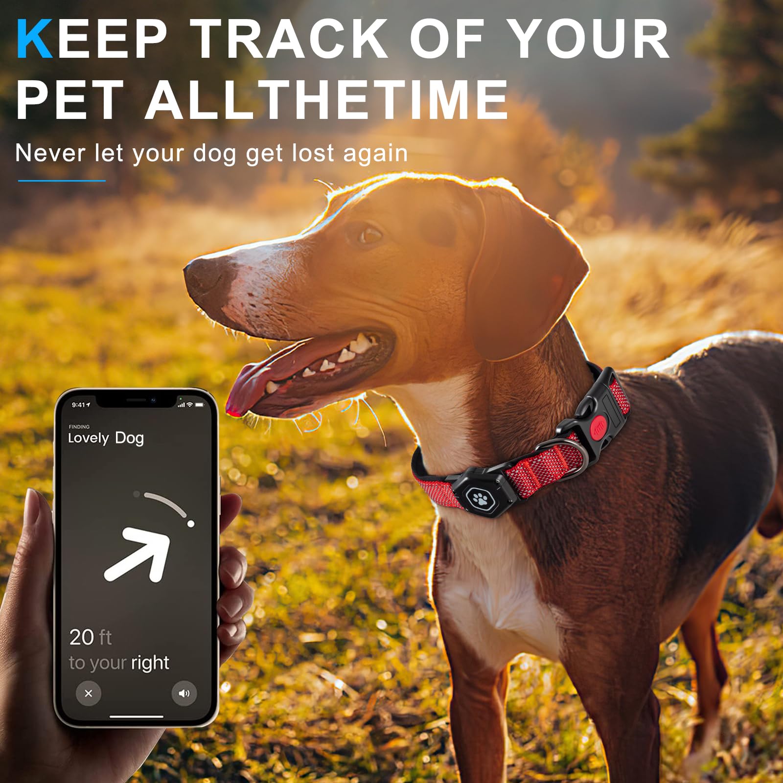 PROFAVO AirTag dog collar soft sponge pad enhances all-day comfort