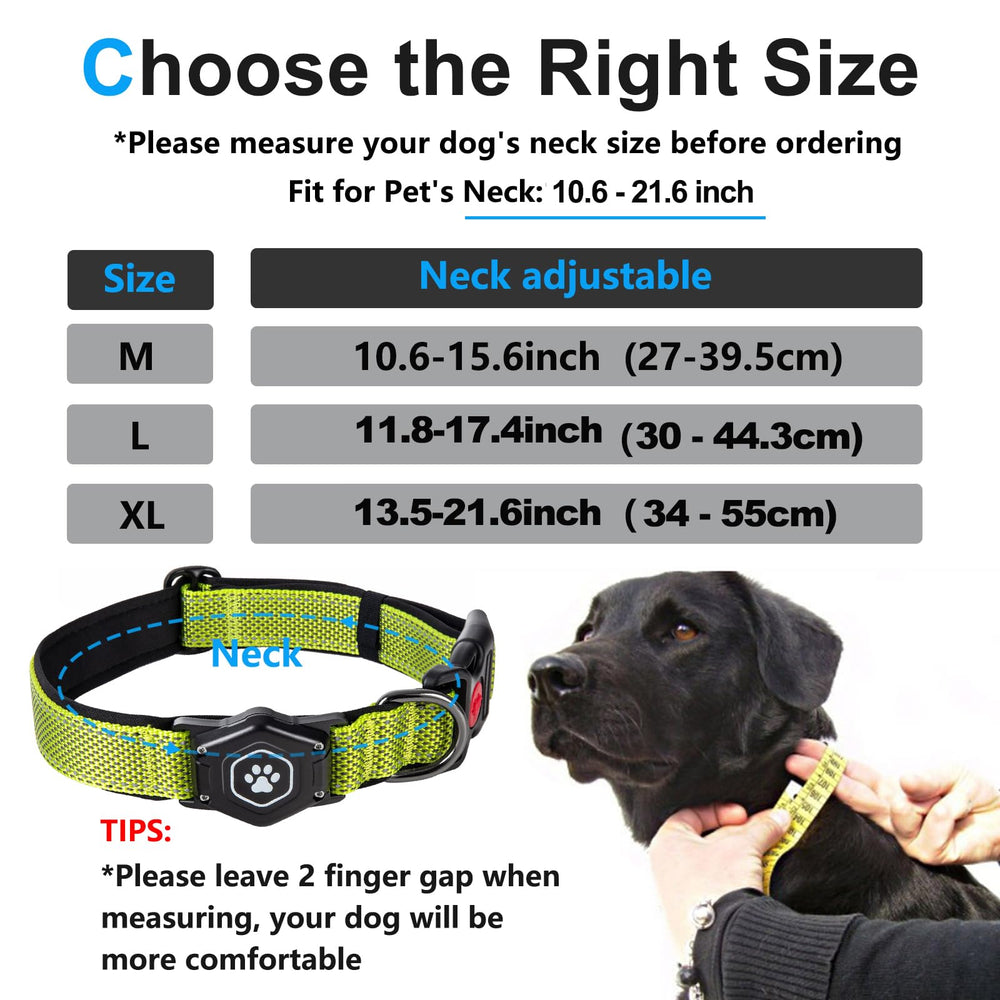 PROFAVO AirTag Dog Collar night glow and reflective stitching for safer evening walks