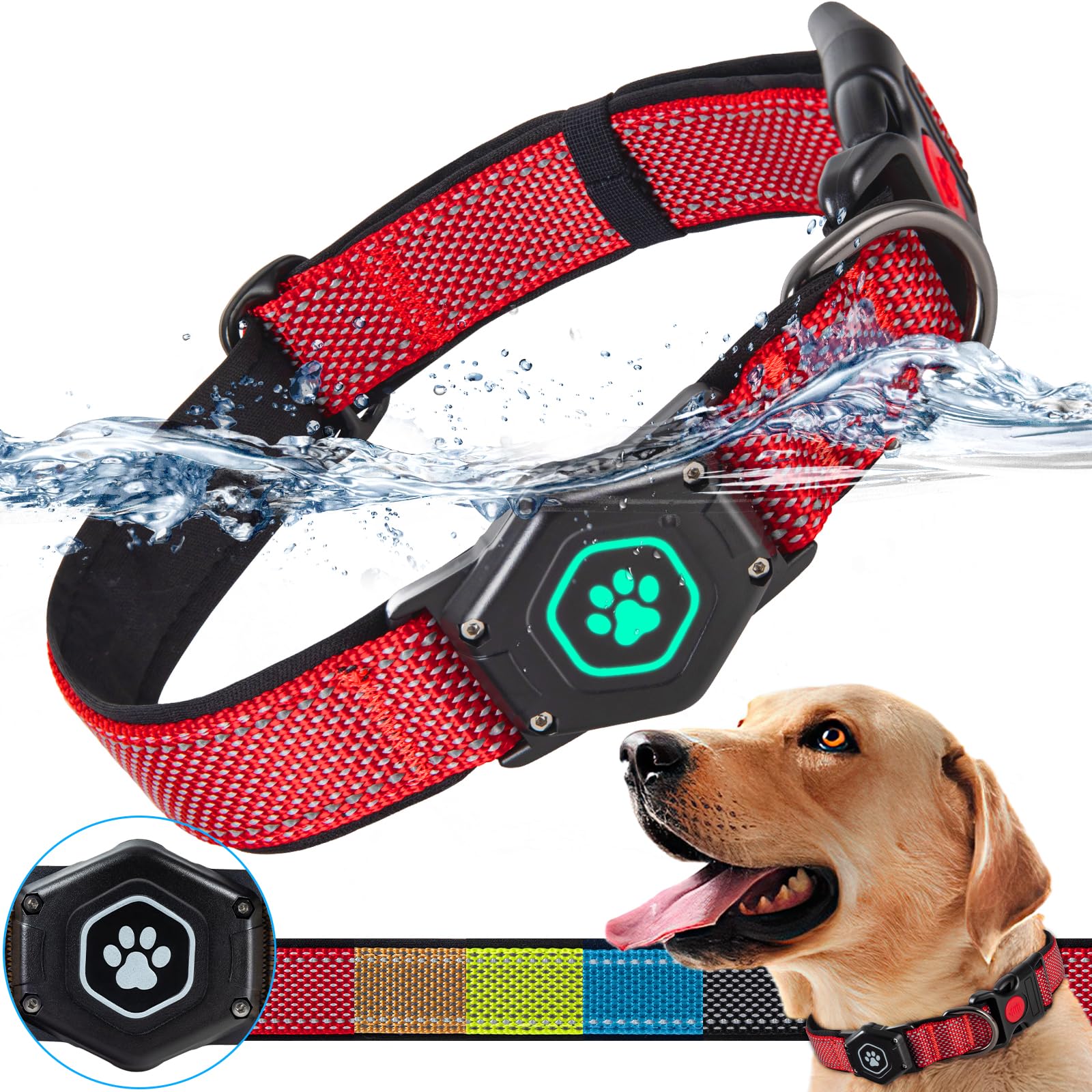 PROFAVO AirTag dog collar waterproof holder protects tag during outdoor adventures