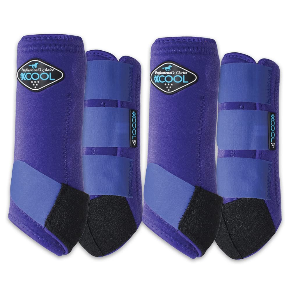 Professional's Choice 2XCool boot side view highlighting breathable purple design for active horses.