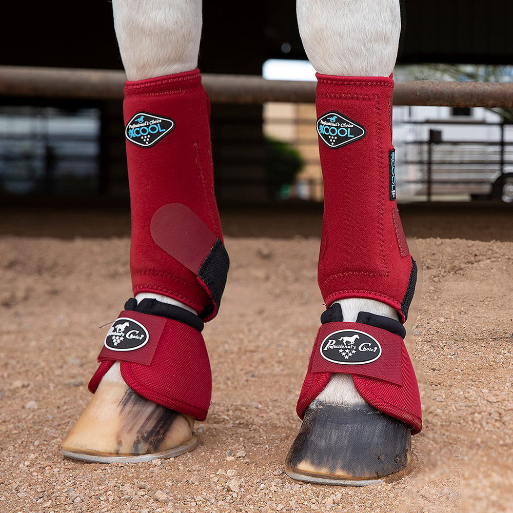 Professional's Choice 2XCOOL boot rear view emphasizes durability through flexible suspensory strap patch.