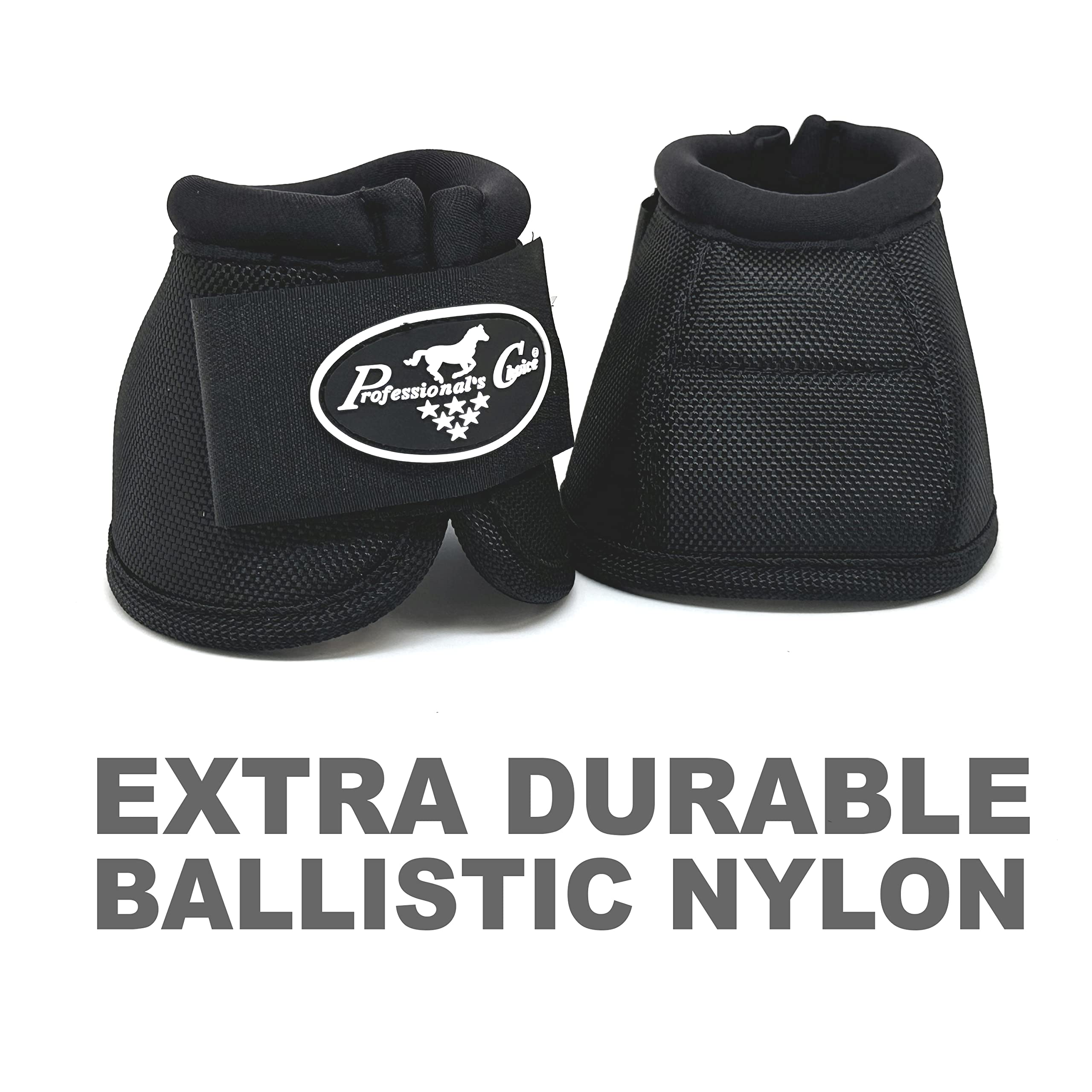 Professional's Choice Ballistic Overreach Bell Boots quick-wrap closure demonstrates fast training prep.
