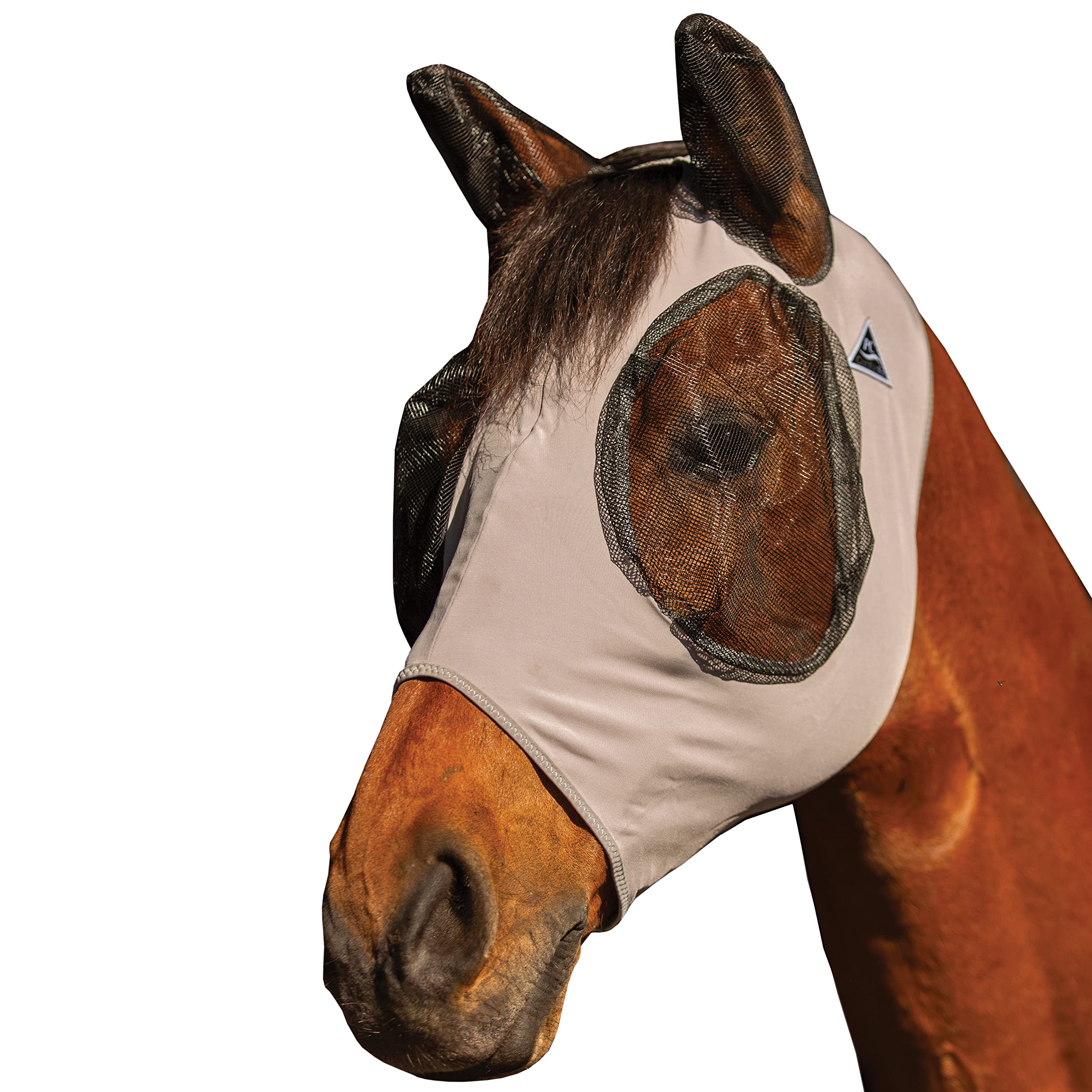 Professional's Choice Comfort Fit Fly Mask charcoal front view shows secure, comfortable fit.